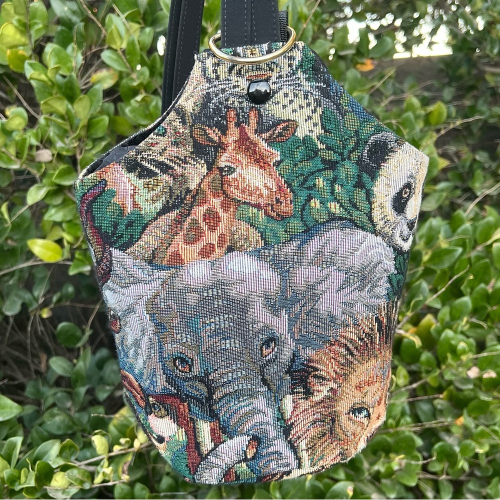 Safari Woven Backpack w/ Black and Gold Accents 
Wildlife, Nature, Earthy Inspo